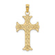 14K Double Sided Engraved Cross Charm