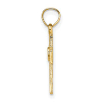 14K Cut-Out Cross w/ Heart Charm