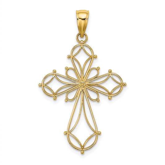 14K Cut-Out Shapes Fancy Cross Charm