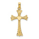 14K Polished and Engraved Cross W/ Heart Charm