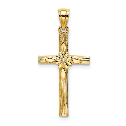 14K Cross w/ Flower Charm