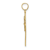 14K Cross w/ Flower Charm