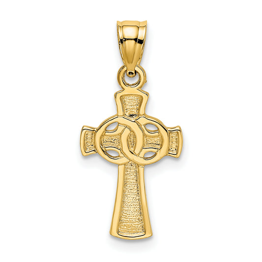14K Solid Cross w/ Eternity Rings Cross Charm