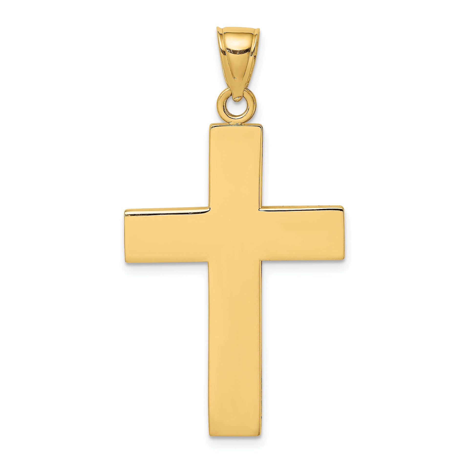 14K Polished Large Block Cross w/Open Back Charm