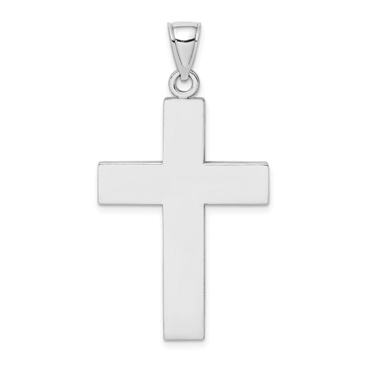 14K White Gold Large Block Cross w/Open Back Charm