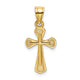 14K Solid Textured Cross Charm