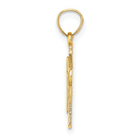 14K Solid Textured Cross Charm