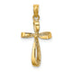 14K 3-D Engraved Polished Twisted Cross Charm