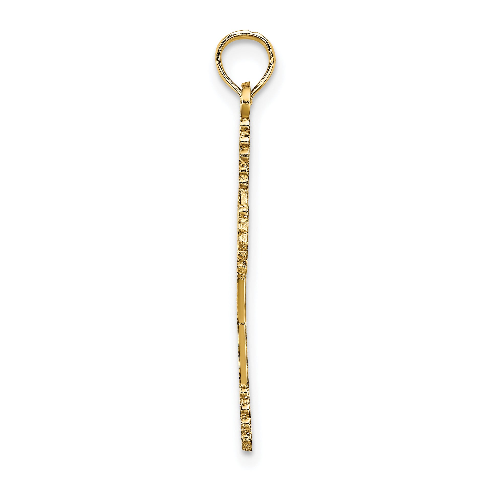 14K Beaded Tip Cross w/ Heart Center Charm