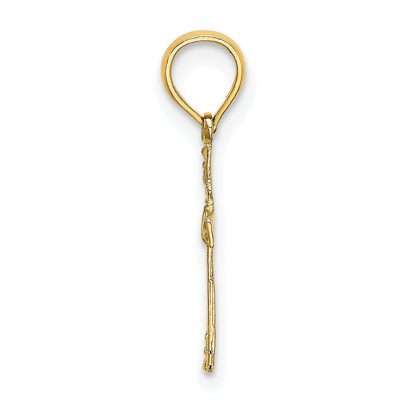 14K Textured Mini Cross w/ Heart Charm