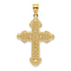 14K Flower Center Scroll Cross Charm
