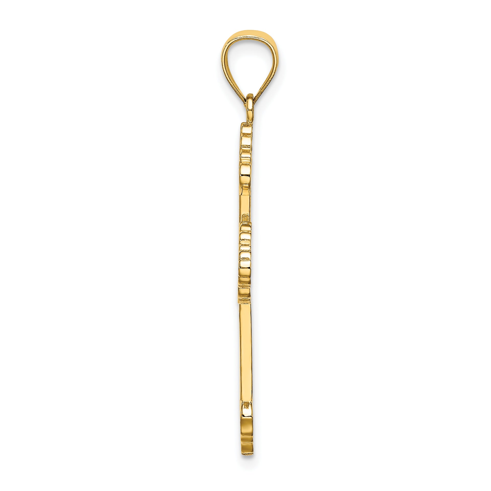 14K Flower Center Scroll Cross Charm