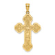 14K Scroll Cross W/ Sunburst Center Charm