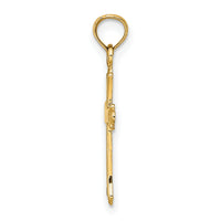 14K 2-D  Polished Cross Charm