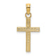 14K Textured Center Block Cross Charm
