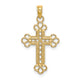 14K Textured and Cut-Out W/ Rope Frame Block Cross Charm