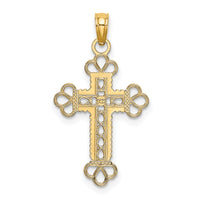 14K Textured and Cut-Out W/ Rope Frame Block Cross Charm
