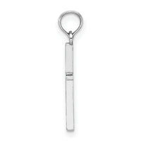14K White Gold D/C and Polished Cross Charm