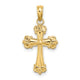 14K Cross W/ Scroll Tips and Button Center Charm