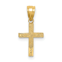 14K Polished w/ Star Pattern Mini Cross Charm