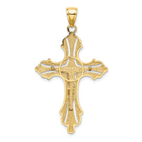 14K Textured Cut-Out Crucifix W/Budded Tips Charm