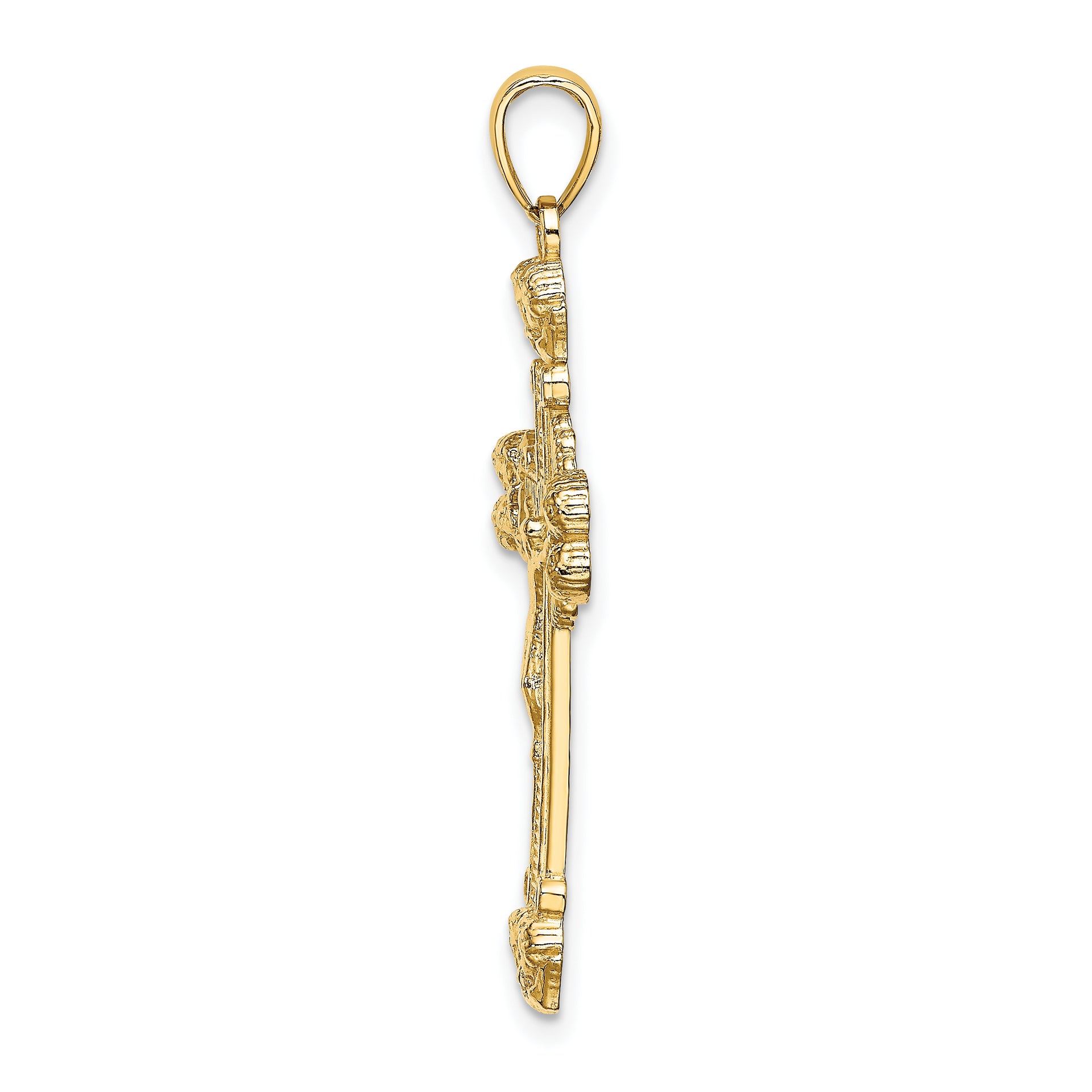 14K Crucifix W/ Sunburst Charm