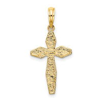 14K Polished and Textured Cross Charm
