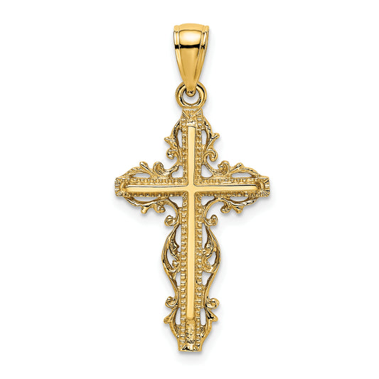 14K Cross w/ Lace Trim Charm