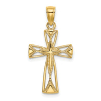 14K Polished Cut-Out Design Cross Charm
