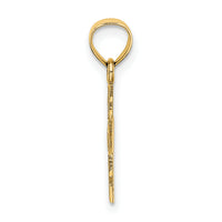 14K Polished and Textured Cross Charm