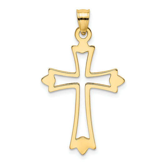 14K Polished and Cut-Out Cross Charm