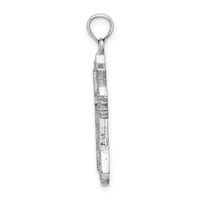 14K White Gold Beaded Cross Charm