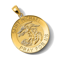 14K Polished / Satin Saint Michael Medal Charm