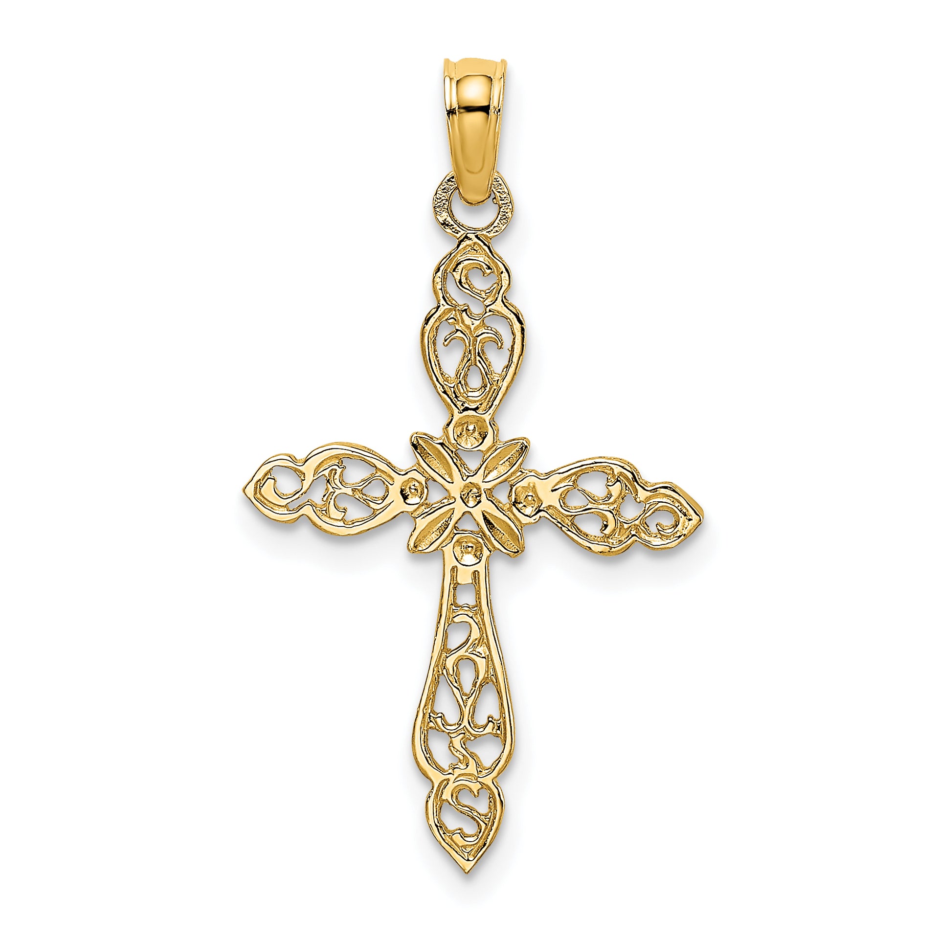 14K Polished and Cut-Out Cross Charm
