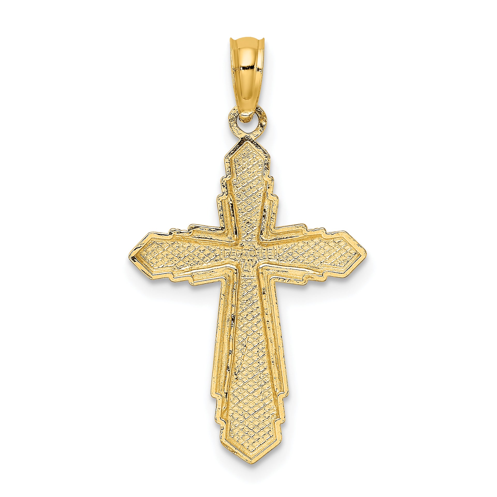 14K Solid Beaded Cross Charm