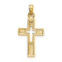 14K Polished and Cut-Out Cross Charm