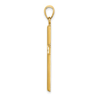 14K Polished Beaded Cross Charm