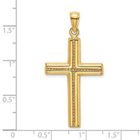 14K Polished Beaded Cross Charm
