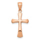 14K Rose Gold Polished Beveled Cross w/ Round Tips Charm