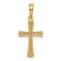 14K Polished Beveled Cross w/ Round Tips Charm