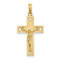 14K Cut-Out Heart w/I LOVE JESUS on Reverse Crucifix Charm