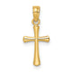 14K Polished Beveled Cross w/ Round tips Charm