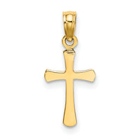 14K Polished Beveled Cross w/ Round tips Charm