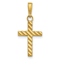 14K Beaded and Polished Cross Charm