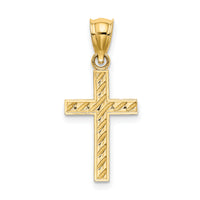 14K Beaded and Polished Cross Charm