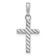 14K White Gold Beaded and Polished Cross Charm