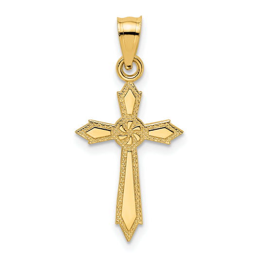 14K w/ Engraved Edges Cross Charm