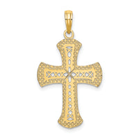 14K Textured and Cut-Out Cross Charm