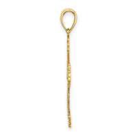 14K D/C and Cut-Out Stripes W/ Heart In Center Cross Charm