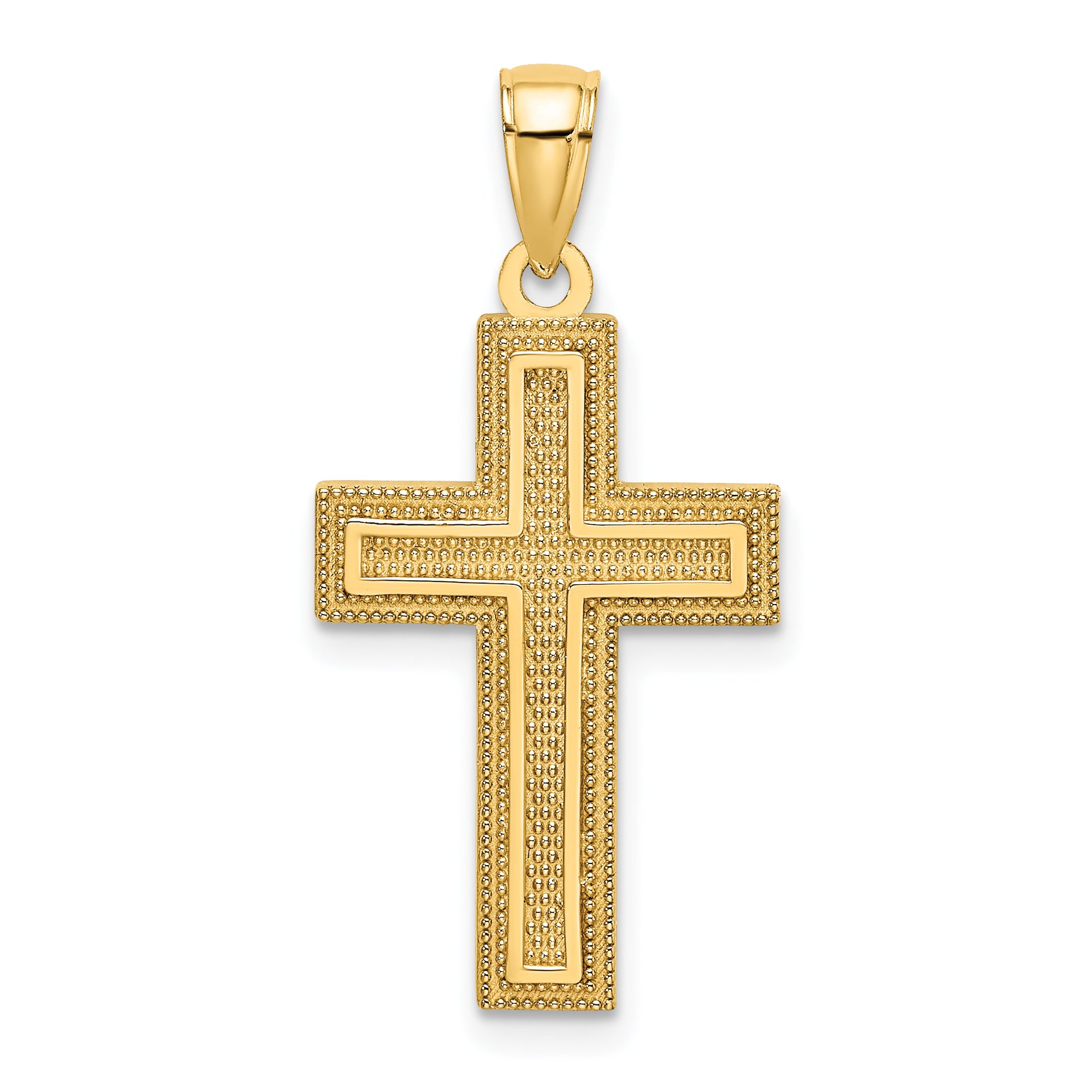 14K Block Cross Charm